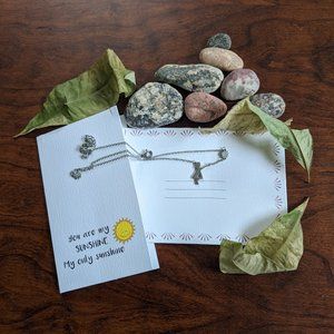 Sunshine Sun Silver Tone Charm Necklace 16 - 18"